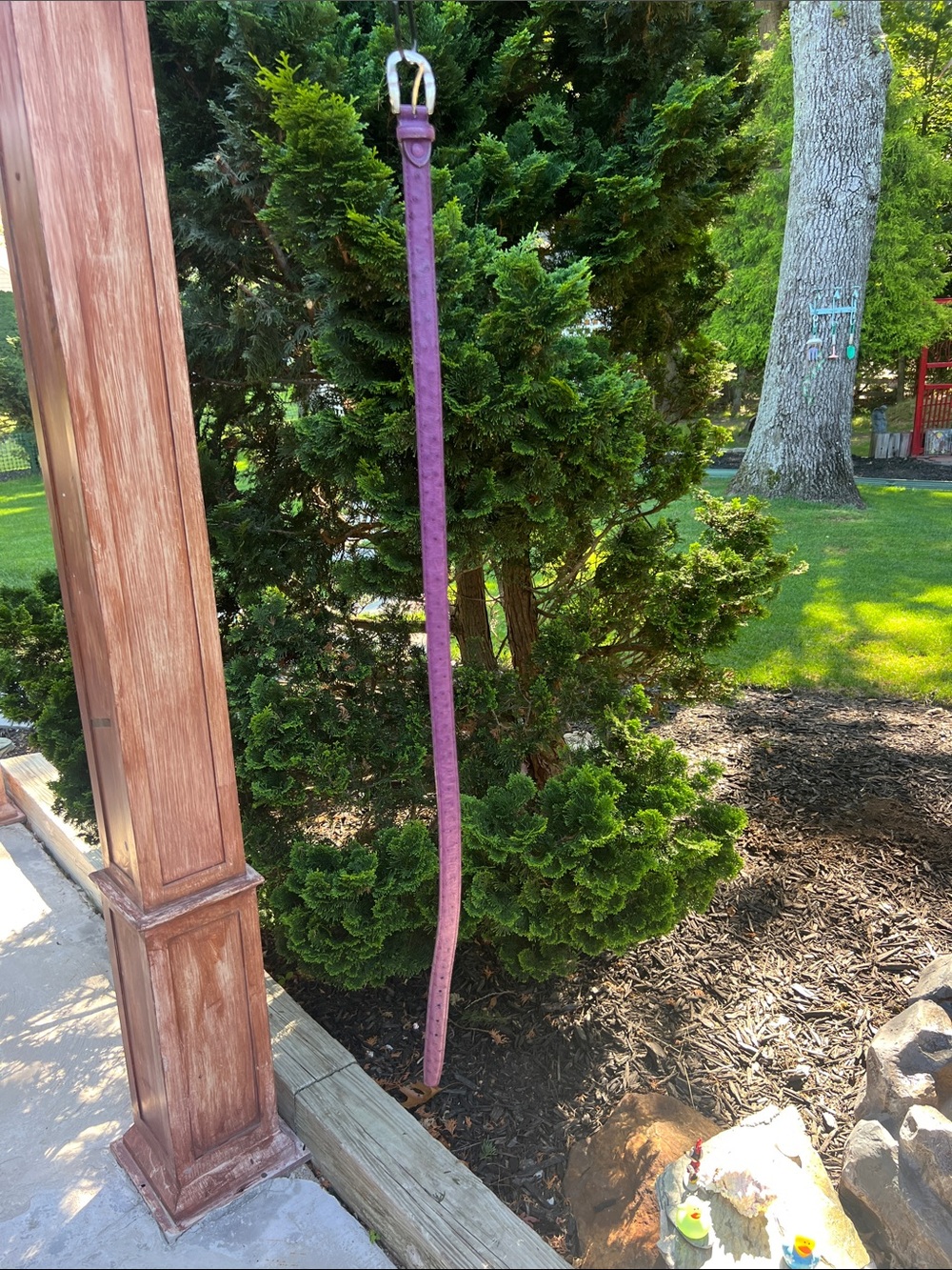 Purple Leather Belt with Silver Buckle